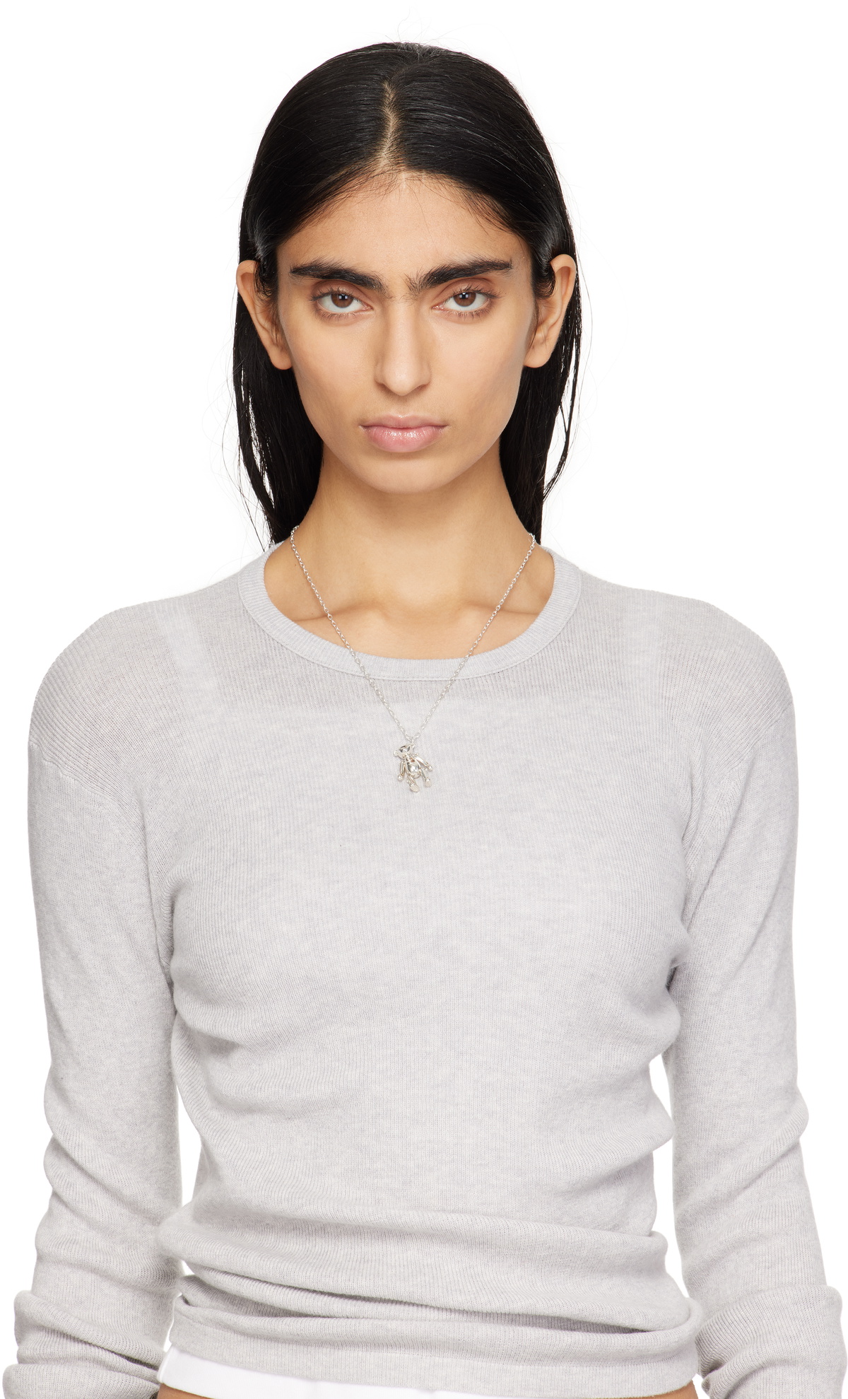 AMBUSH Silver Teddy Bear Charm Necklace Ambush