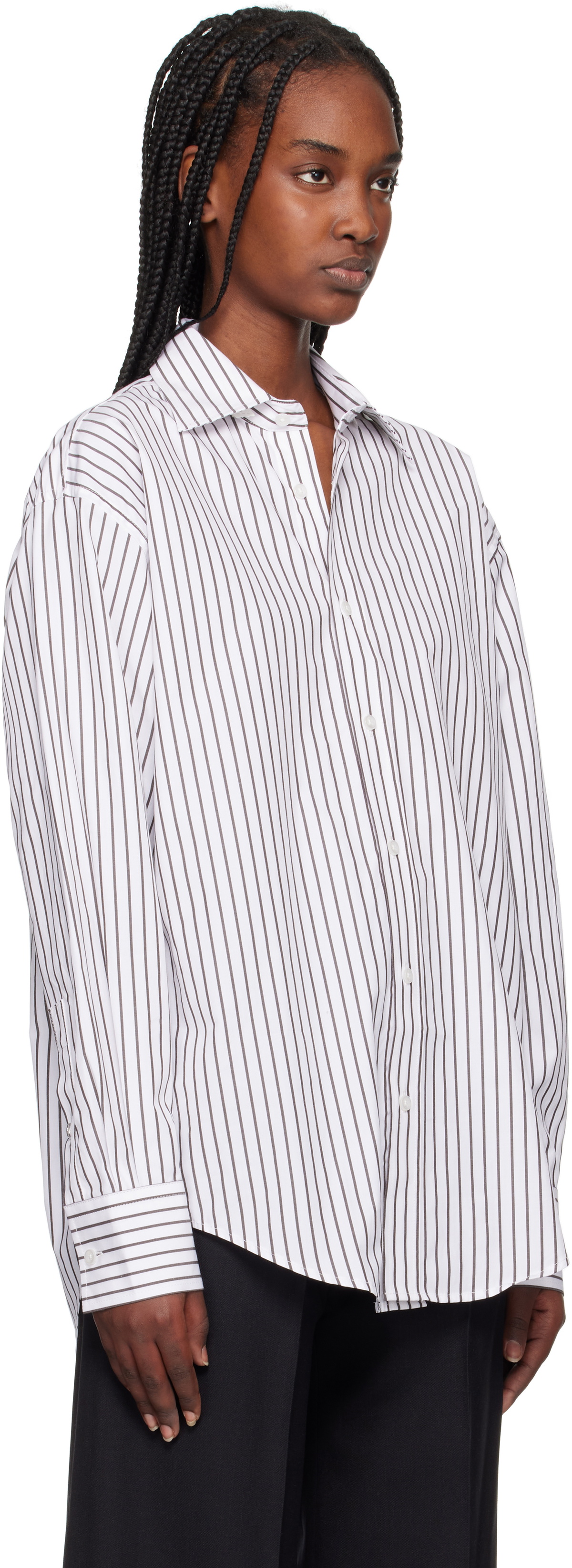 Filippa K White & Brown Classic Stripe Shirt