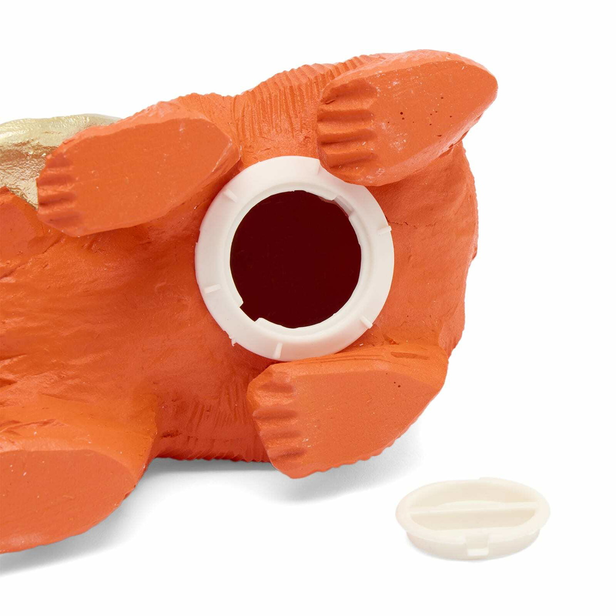 BEAMS JAPAN Wooden Carving Bear Piggy Bank in Orange 
