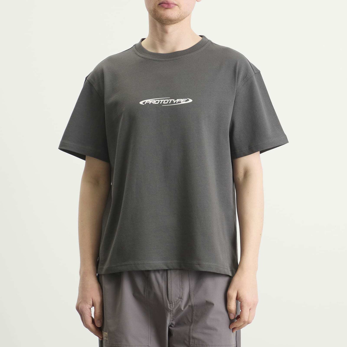 KA_YO_Prototype Men's Boxy Logo T-Shirt in Off Black