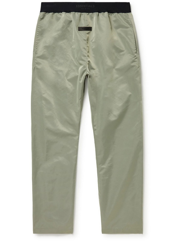 Photo: FEAR OF GOD ESSENTIALS - Straight-Leg Logo-Appliquéd Shell Trousers - Green