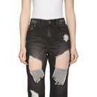 SJYP SSENSE Exclusive Black Ripped Boyfriend Jeans