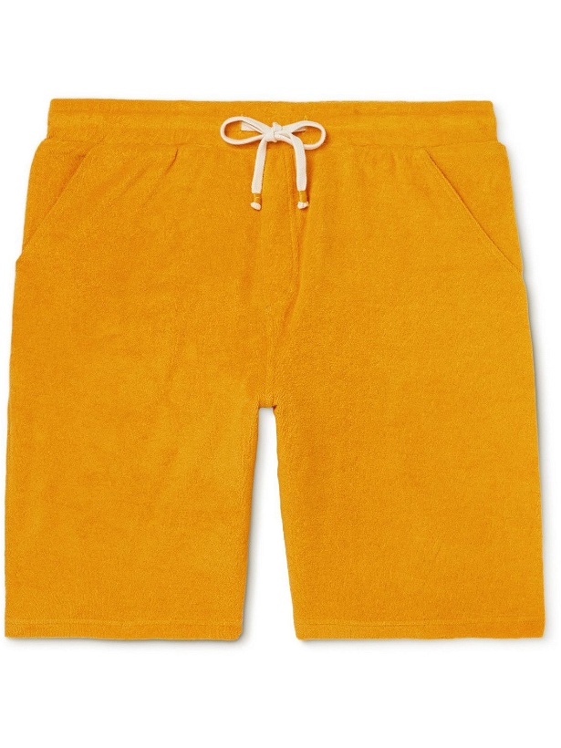 Photo: Altea - Perry Straight-Leg Cotton-Terry Drawstring Shorts - Orange
