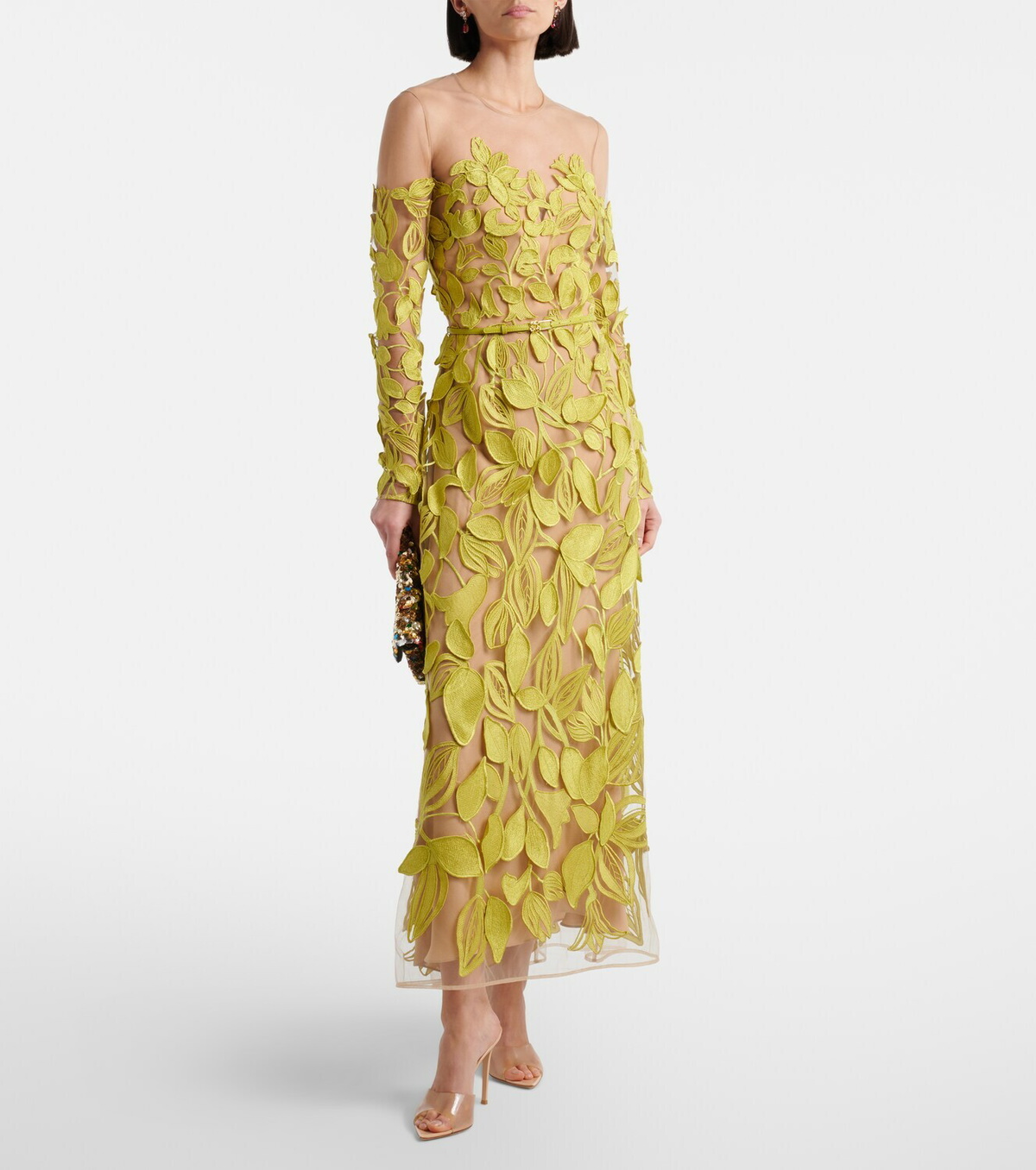 Elie Saab Embroidered silk-blend midi dress