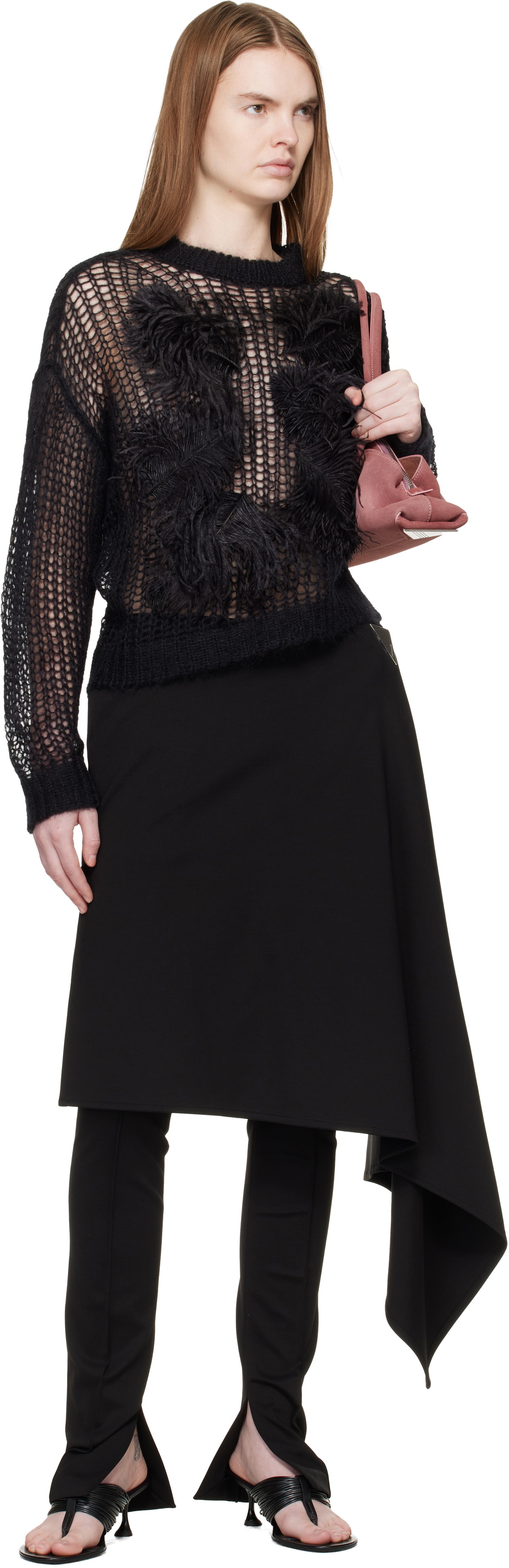 The Attico Black Light Mohair Feather Sweater