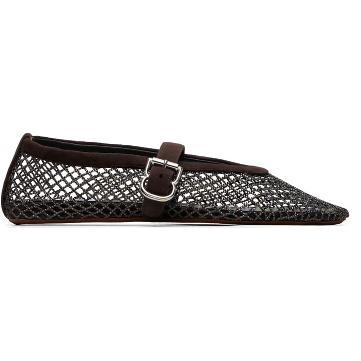 Photo: ALAÏA Brown Strass Fishnet Ballerina Flats