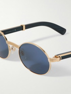 Cartier Eyewear - Première Round-Frame Gold-Tone and Wood Sunglasses