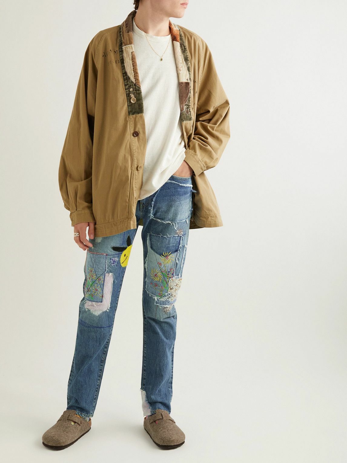KAPITAL - OKABILLY Straight-Leg Patchwork Embroidered Jeans - Blue