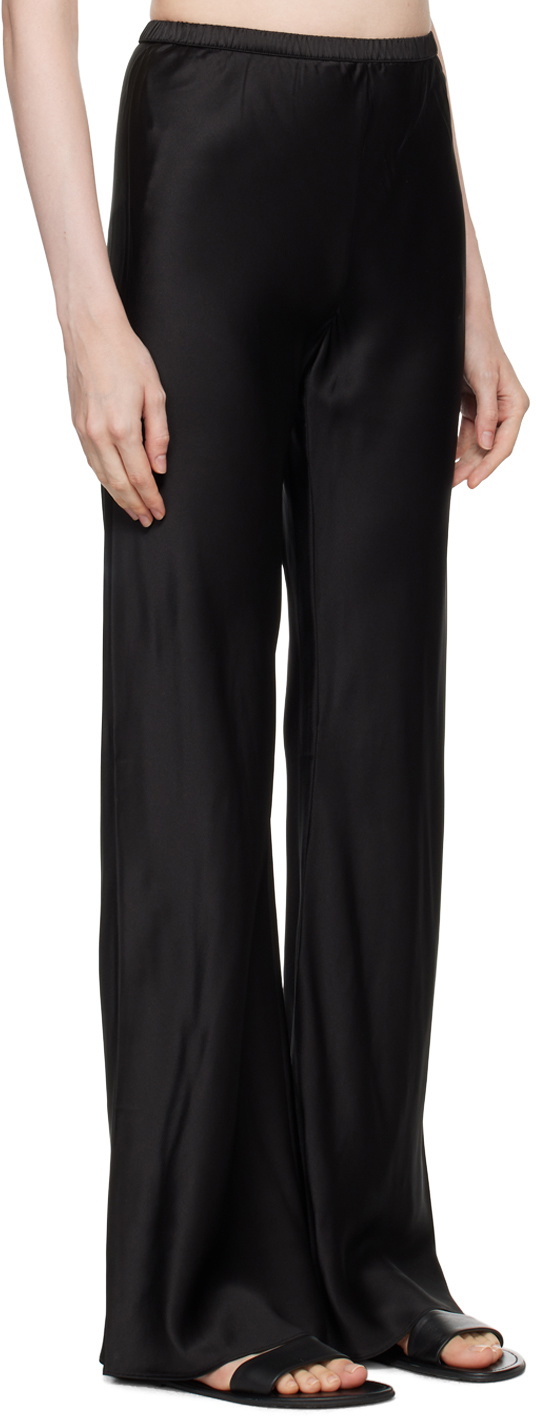 Silk Laundry Black Bias-Cut Lounge Pants