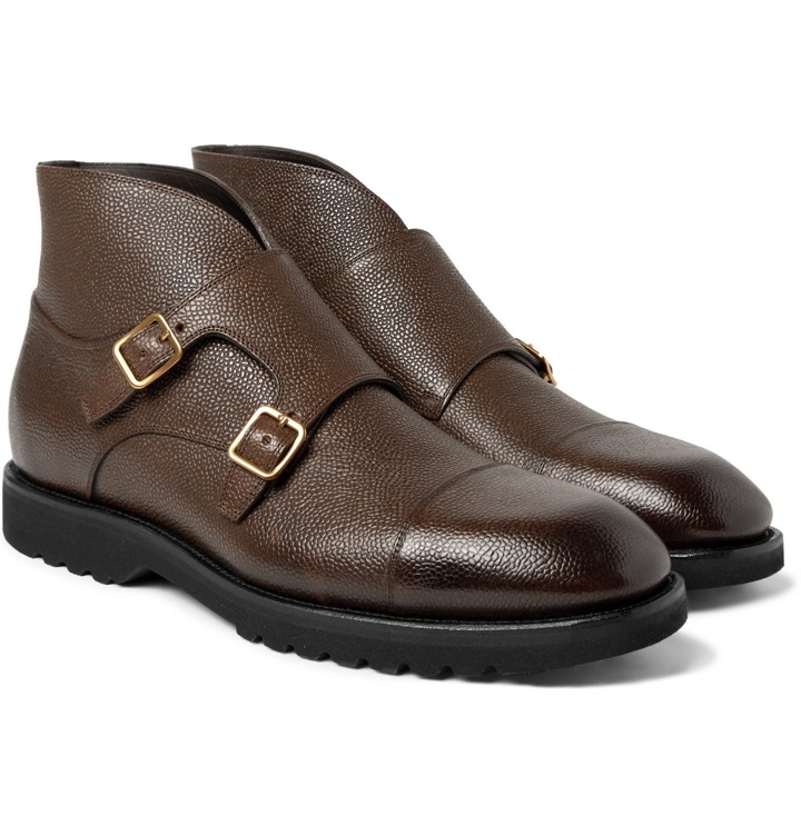 Photo: TOM FORD - Kensington Pebble-Grain Leather Monk-Strap Boots - Brown