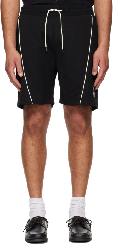 Photo: Hugo Black Embroidered Artwork Cotton-Blend Shorts