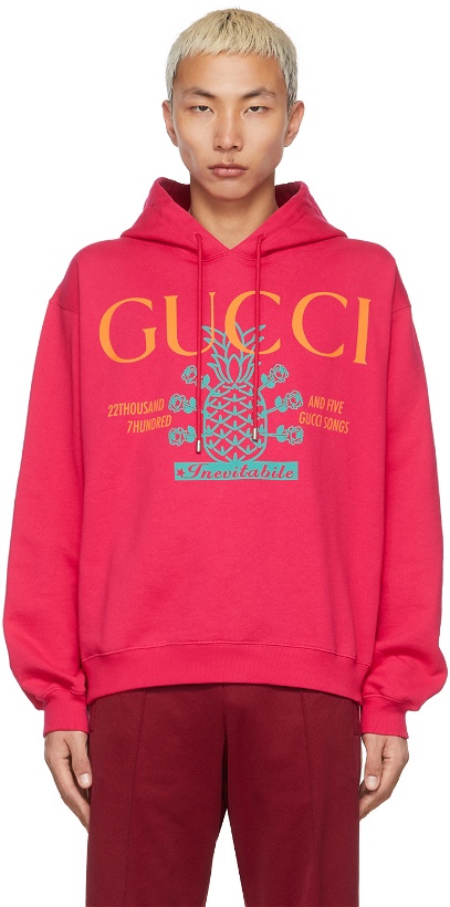 Photo: Gucci Pink Musixmatch Edition '22,705' Pineapple Hoodie