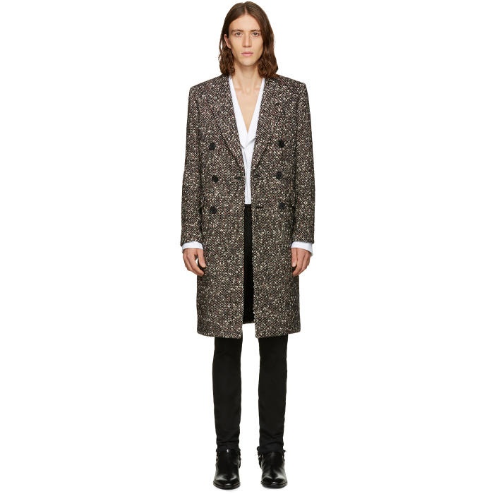 Photo: Saint Laurent Tricolor Double-Breasted Wool Coat