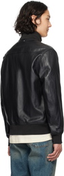 PS by Paul Smith Black Leather Bomber Jacket