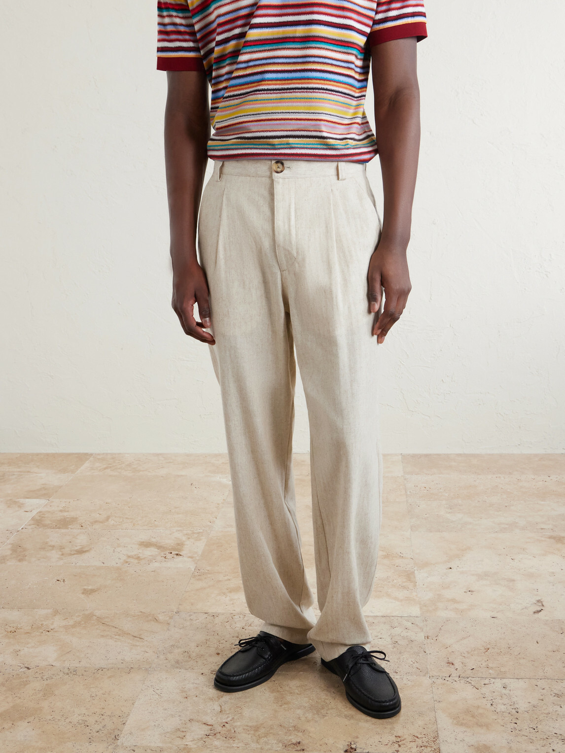Oliver Spencer - Morton Straight-Leg Pleated Cotton and Linen-Blend Trousers - Neutrals