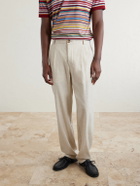 Oliver Spencer - Morton Straight-Leg Pleated Cotton and Linen-Blend Trousers - Neutrals