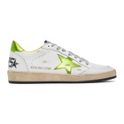 Golden Goose White and Green Ball Star Sneakers