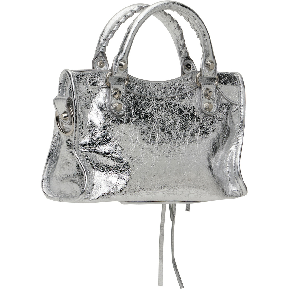 Balenciaga Silver 'Le City Mini' Metallic Lamb Leather Bag