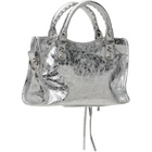 Balenciaga Silver 'Le City Mini' Metallic Lamb Leather Bag
