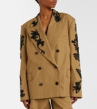 Dries Van Noten Embellished cotton double-breasted blazer