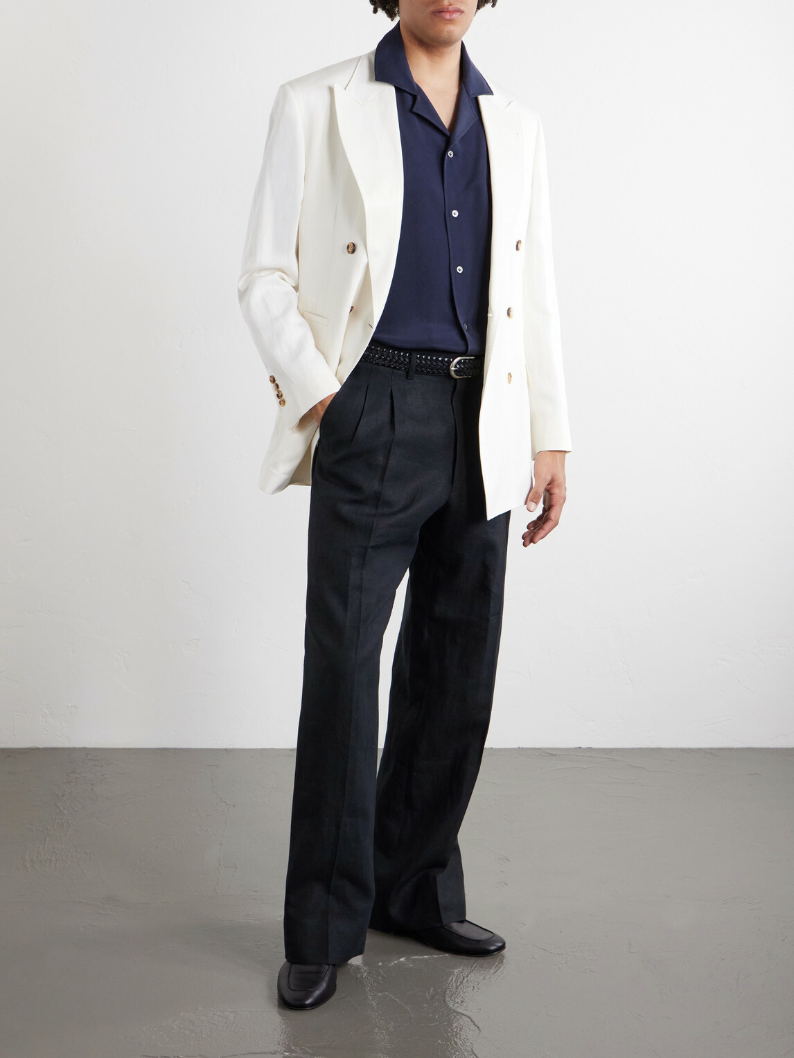 Thom Sweeney - Camp-Collar Silk Shirt - Blue