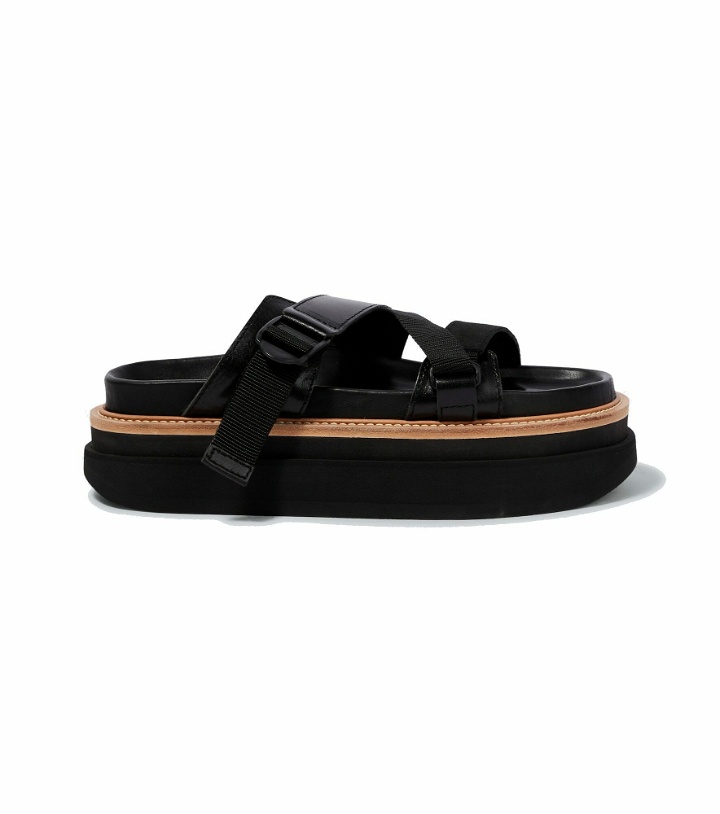 Photo: Sacai - Hybrid Belt leather platform sandals