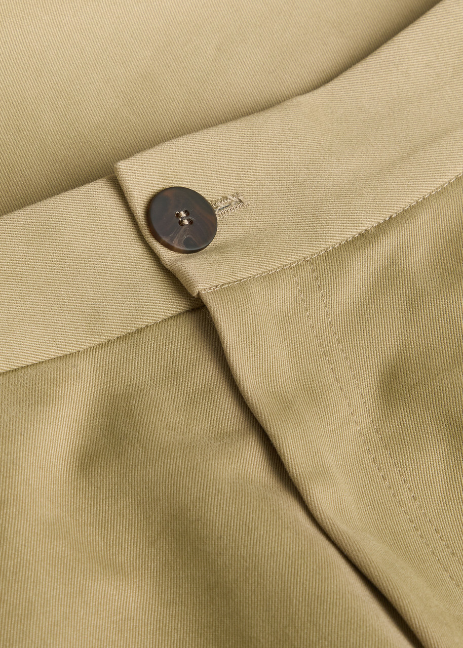 Studio Nicholson Peached Pleated Wide-leg Cotton-twill Trousers Tan