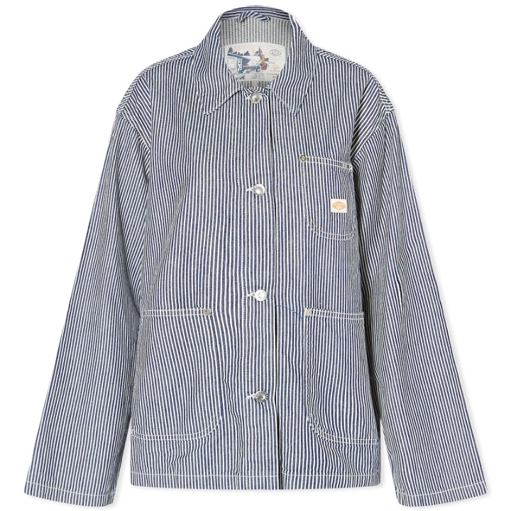 Photo: Nudie Jeans Co Women's Eva Hickory Striped Jacket in Blue/Off White