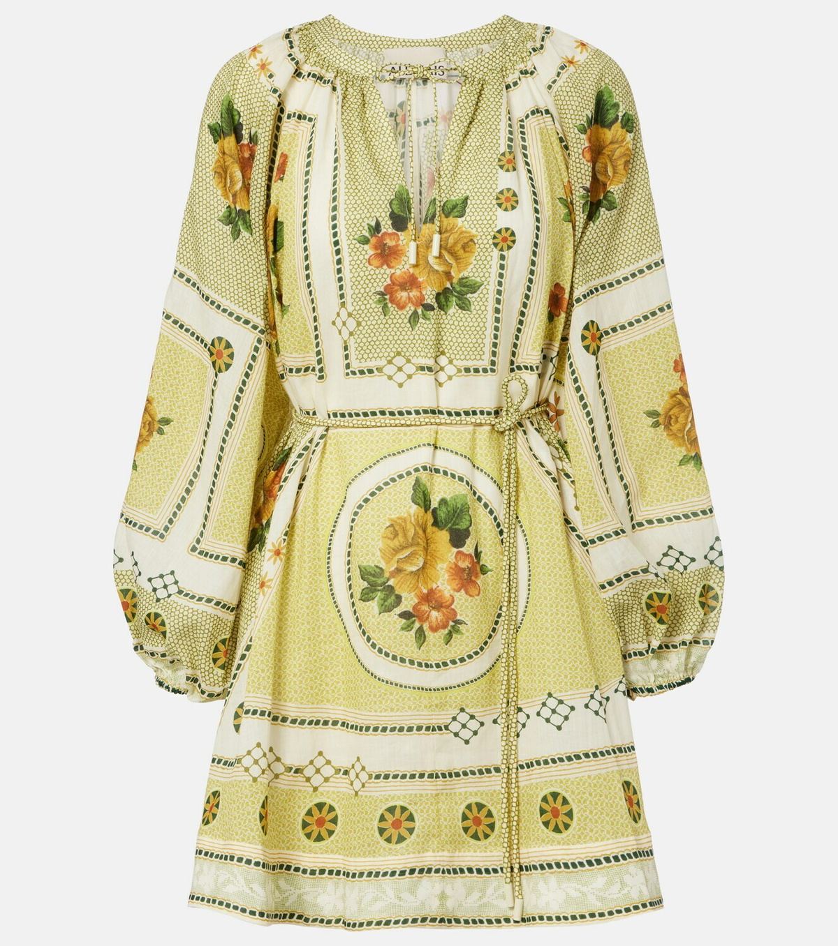 Alémais Dixie belted printed ramie minidress