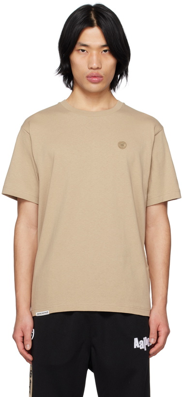 Photo: AAPE by A Bathing Ape Beige Embroidered T-Shirt