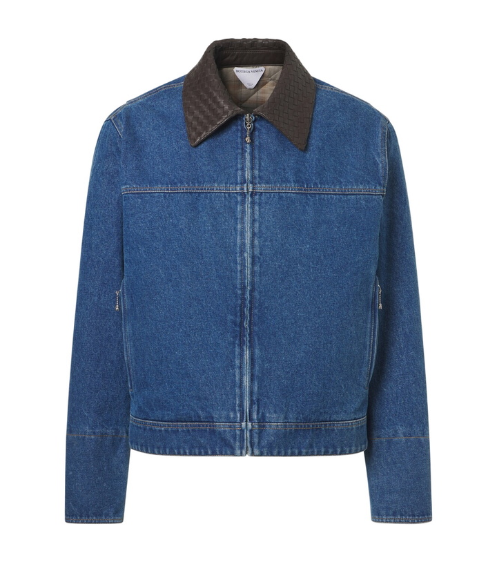 Photo: Bottega Veneta Leather-trimmed denim jacket