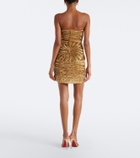 Là Fuori Embellished silk bustier dress