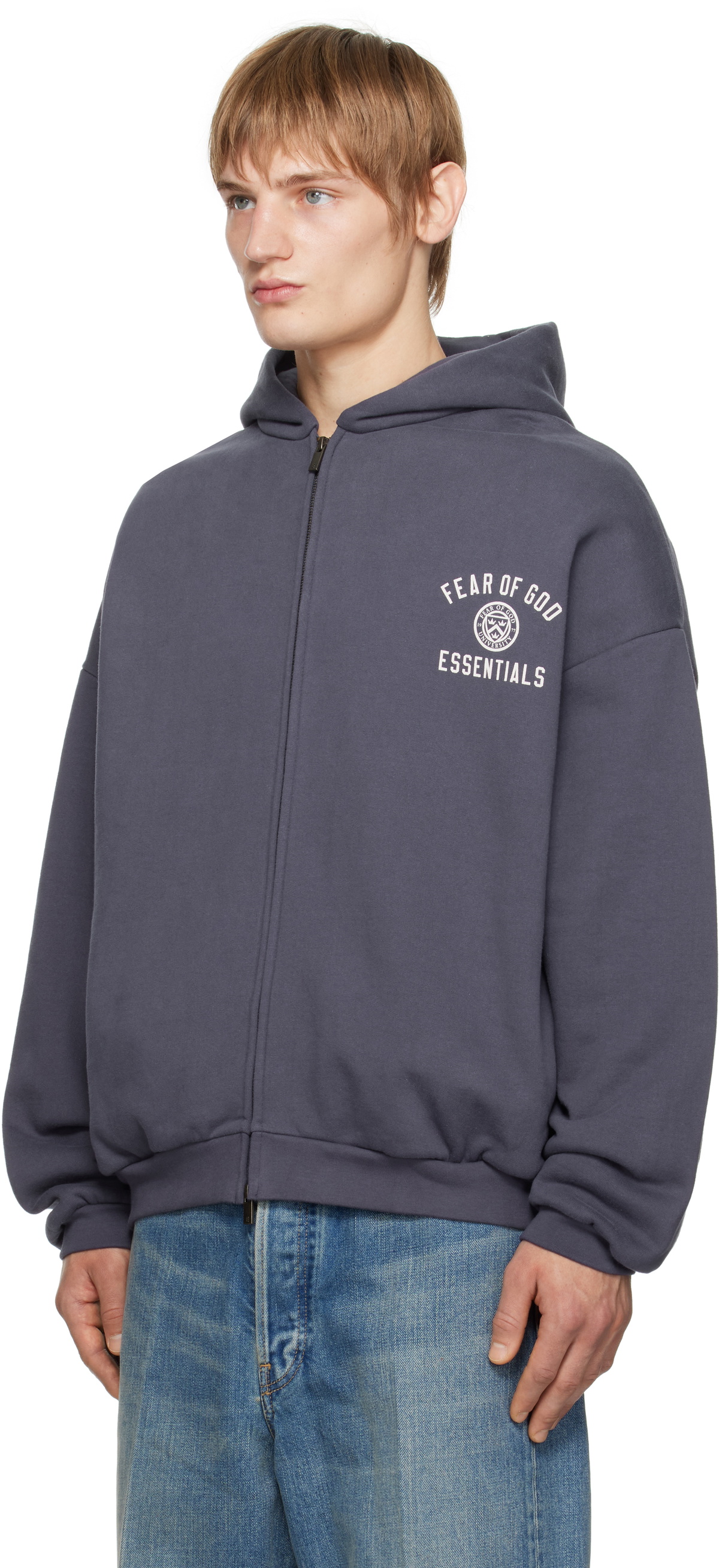 【正規品】FEAR OF GOD ESSENTIAL HOODIE ダブルジップ Fear of God 25FW Essential Back Logo Embroidered Hoodie Zip-Up