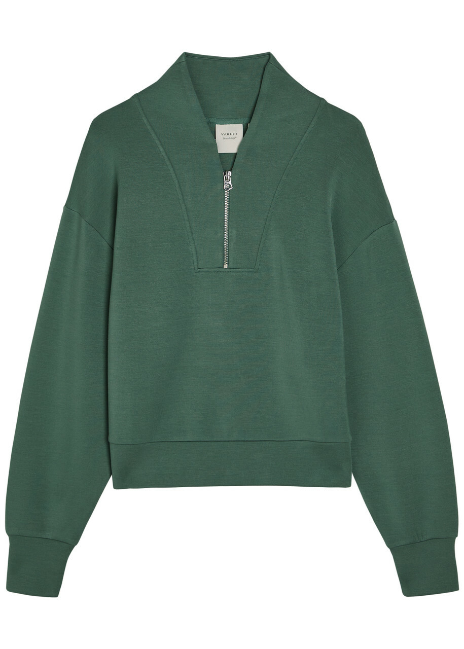 Varley Davidson Half-zip Stretch-jersey Sweatshirt Dark Green