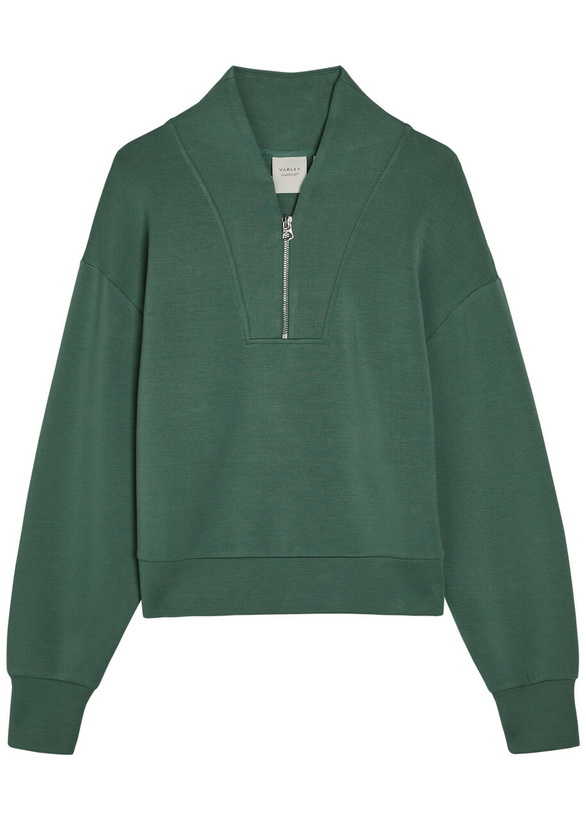Photo: Varley Davidson Half-zip Stretch-jersey Sweatshirt Dark Green