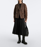 Sacai Double-breasted wool and technical jacket