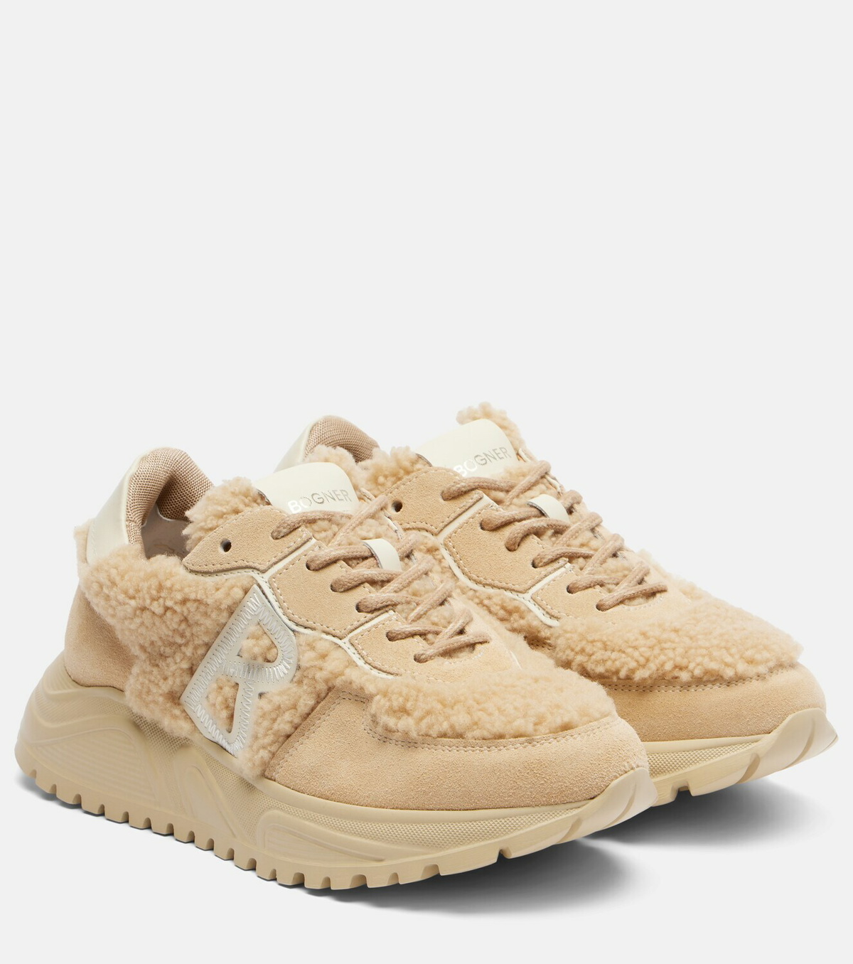 Bogner Malaga 27 suede-trimmed shearling platform sneakers