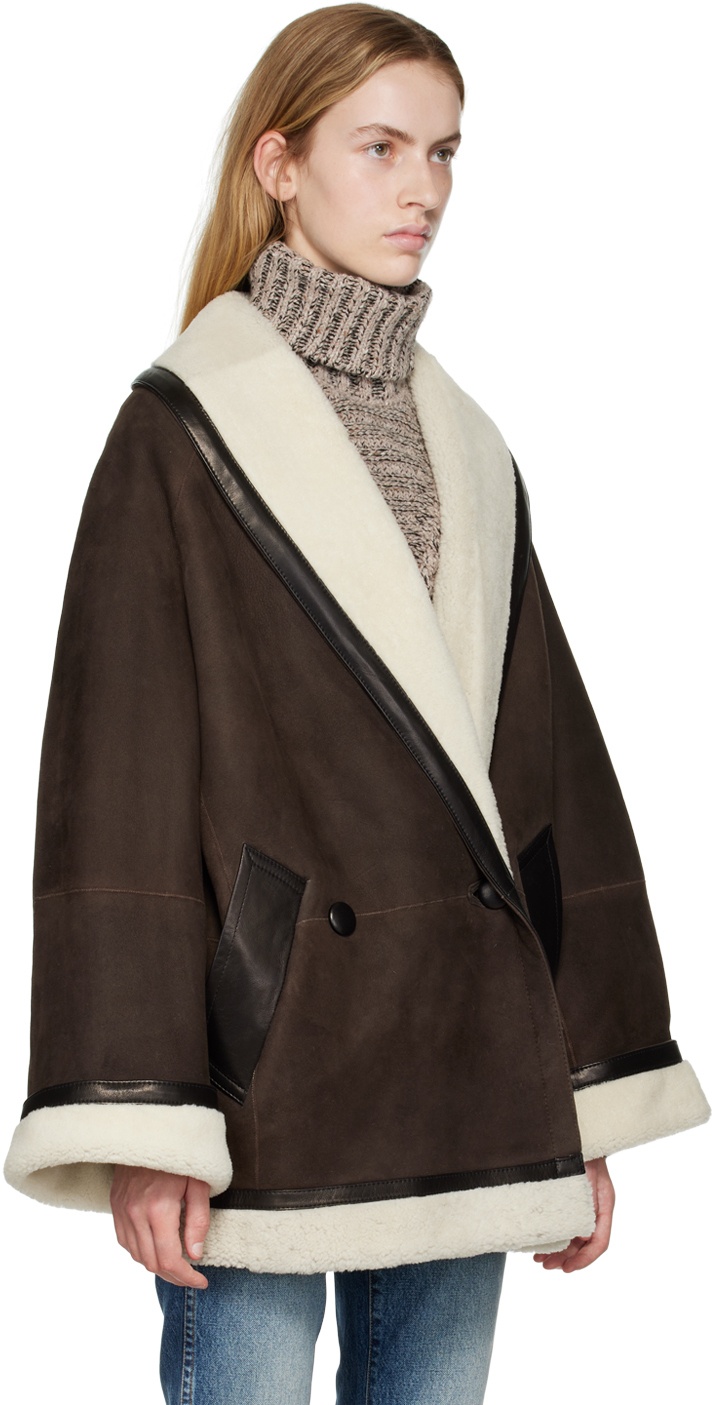 KHAITE Brown 'The Layton' Shearling Coat Khaite