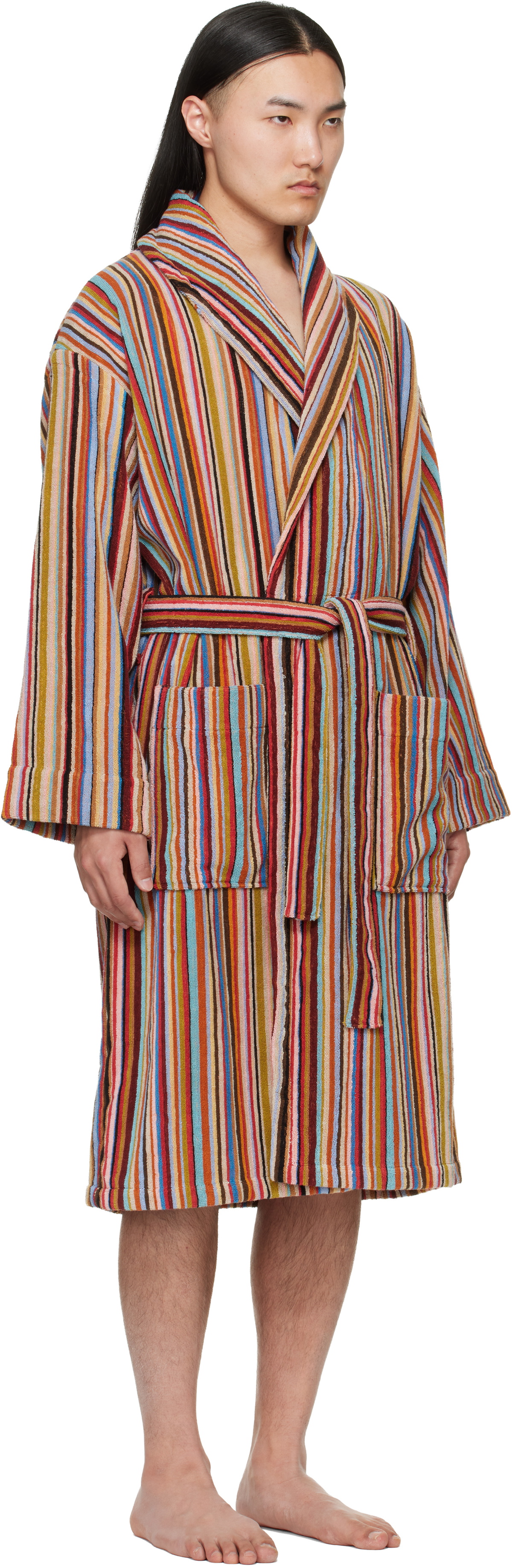 Paul Smith Multicolor 'Signature Stripe' Woven Cotton Bathrobe