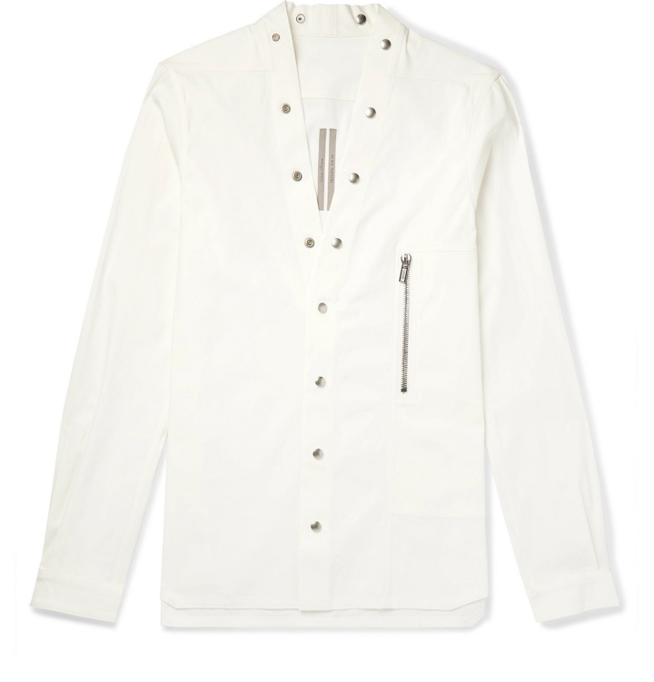 Photo: Rick Owens - Larry Slim-Fit Cotton-Blend Shirt - White