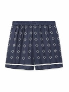 Valentino Garavani - Straight-Leg Printed Silk-Twill Shorts - Blue