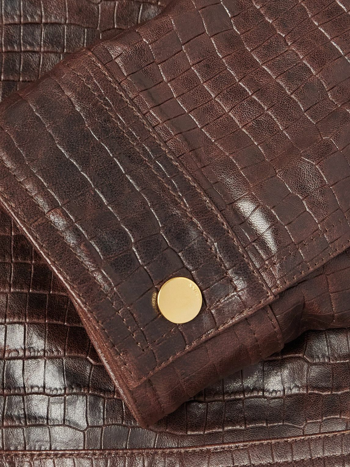 AMIRI - Croc-Effect Leather Jacket - Brown