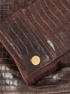 AMIRI - Croc-Effect Leather Jacket - Brown