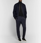 Theory - Midnight-Blue Tapered Piped Tech-Jersey Trousers - Navy