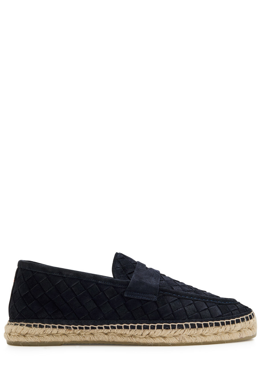 Castañer Nilo Braided Suede Espadrille Loafers Navy