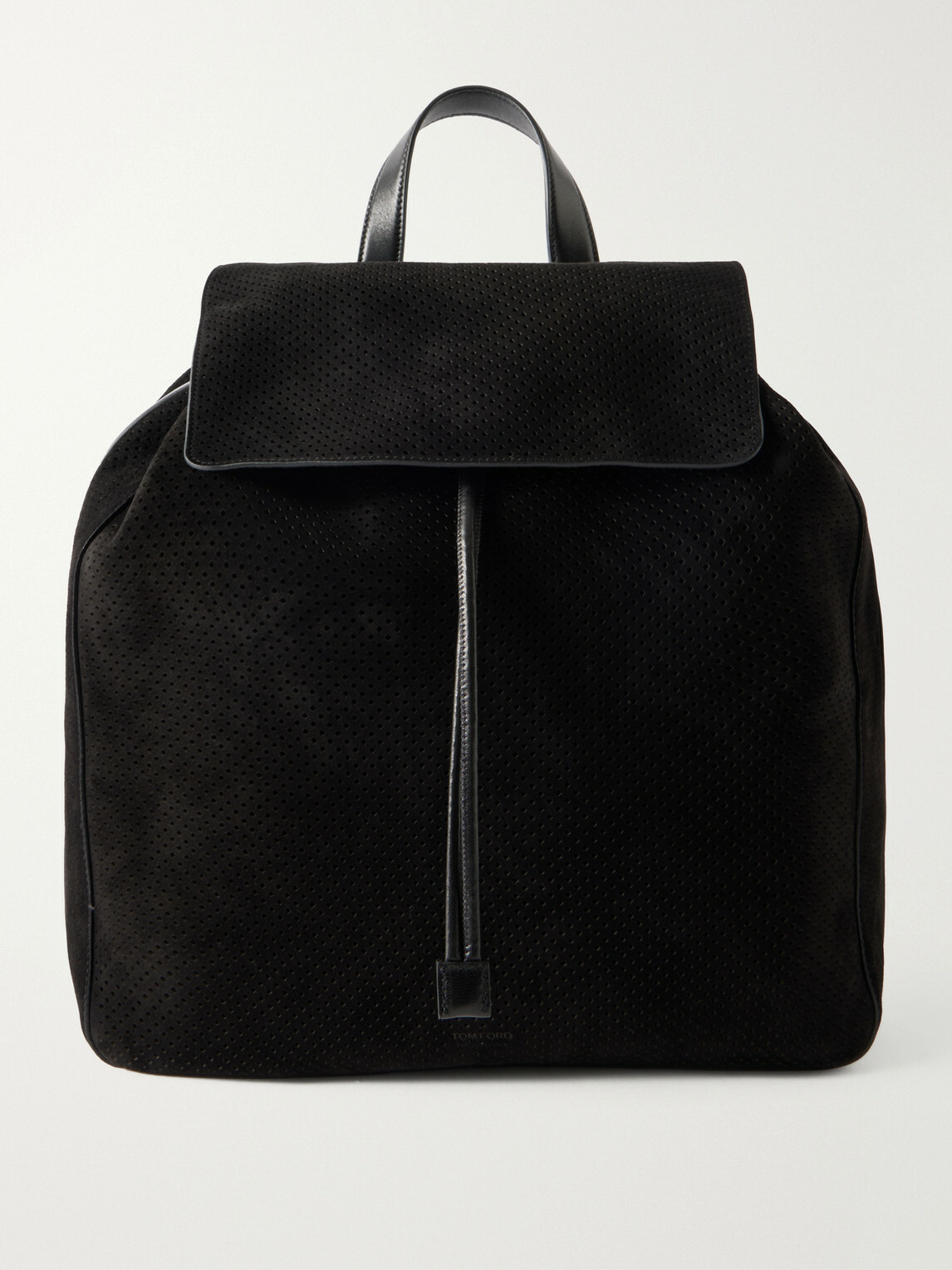 TOM FORD - T Line Leather-Trimmed Perforated Suede Backpack