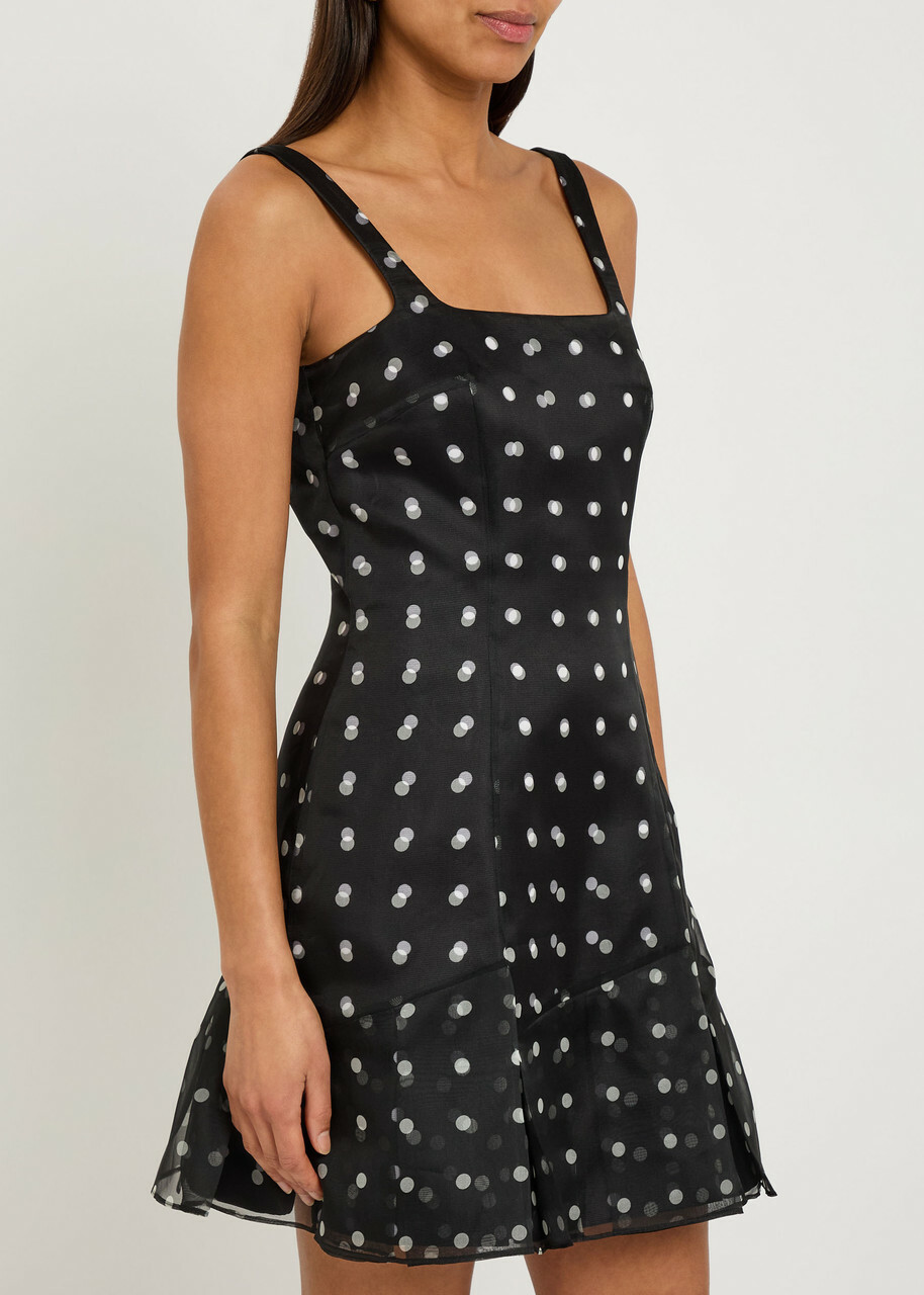 Emilia Wickstead Juelee Polka dot Layered Silk-chiffon Mini Dress Black