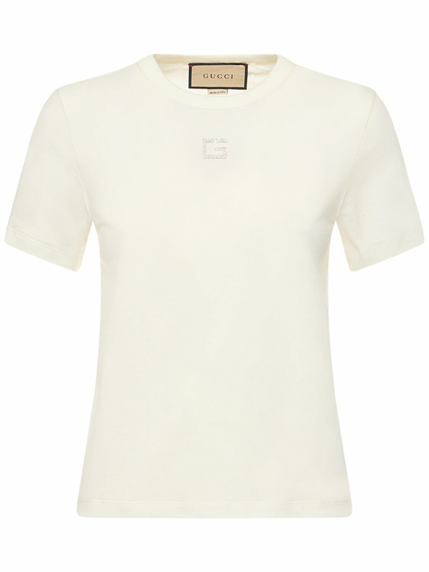 Photo: GUCCI - Cotton Jersey T-shirt W/ Embroidery