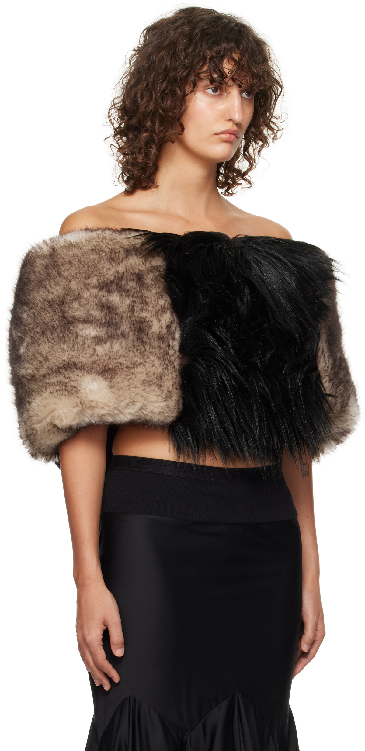 VAQUERA Brown & Black Shrug Faux-Fur Cardigan