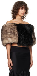 VAQUERA Brown & Black Shrug Faux-Fur Cardigan